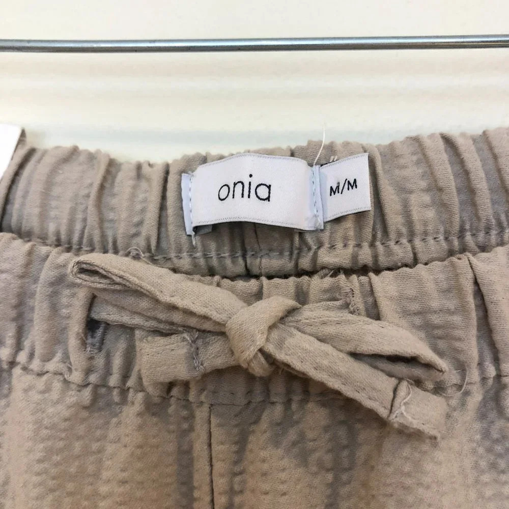 NEW ONIA Seersucker Loose Fitting Drawstring Cream Beach Pants Women's Medium - Picture 7 of 12